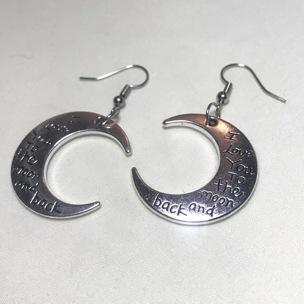 Love You to the Moon & Back Drop Earrings Handmade 🦄3 for $15 or 4 for $20 🦄